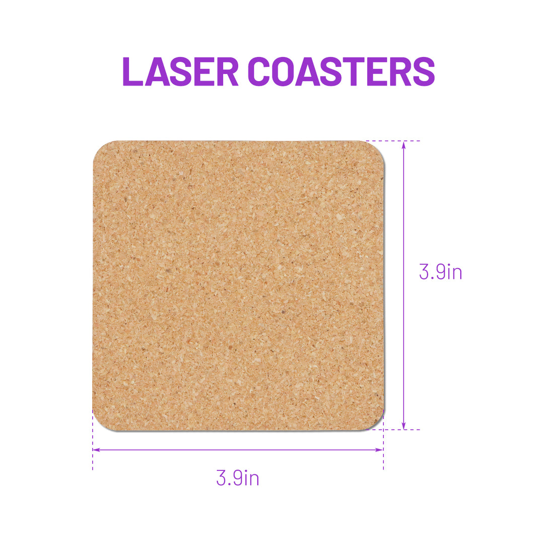 Cork Coasters - 3.9 x 3.9 Inch - (5pcs)